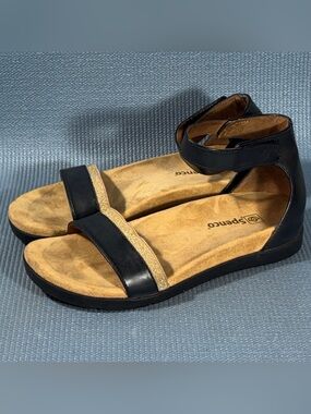 Spenco Jasmine Supportive Black Flat Sandals Women’s Size 7.5